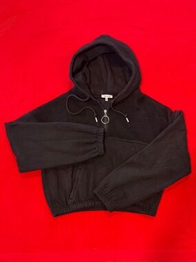 white birch Black Hooded Zip-Front Sweatshirt